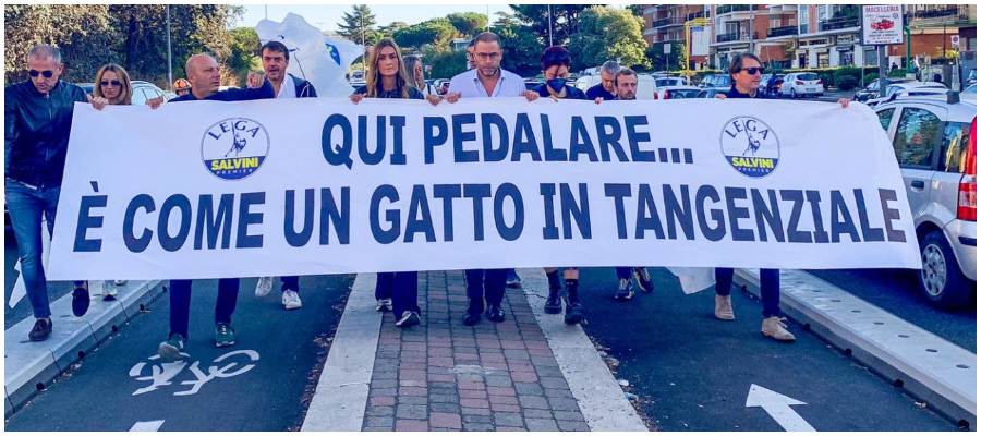 Pineta Sacchetti, flashmob Lega