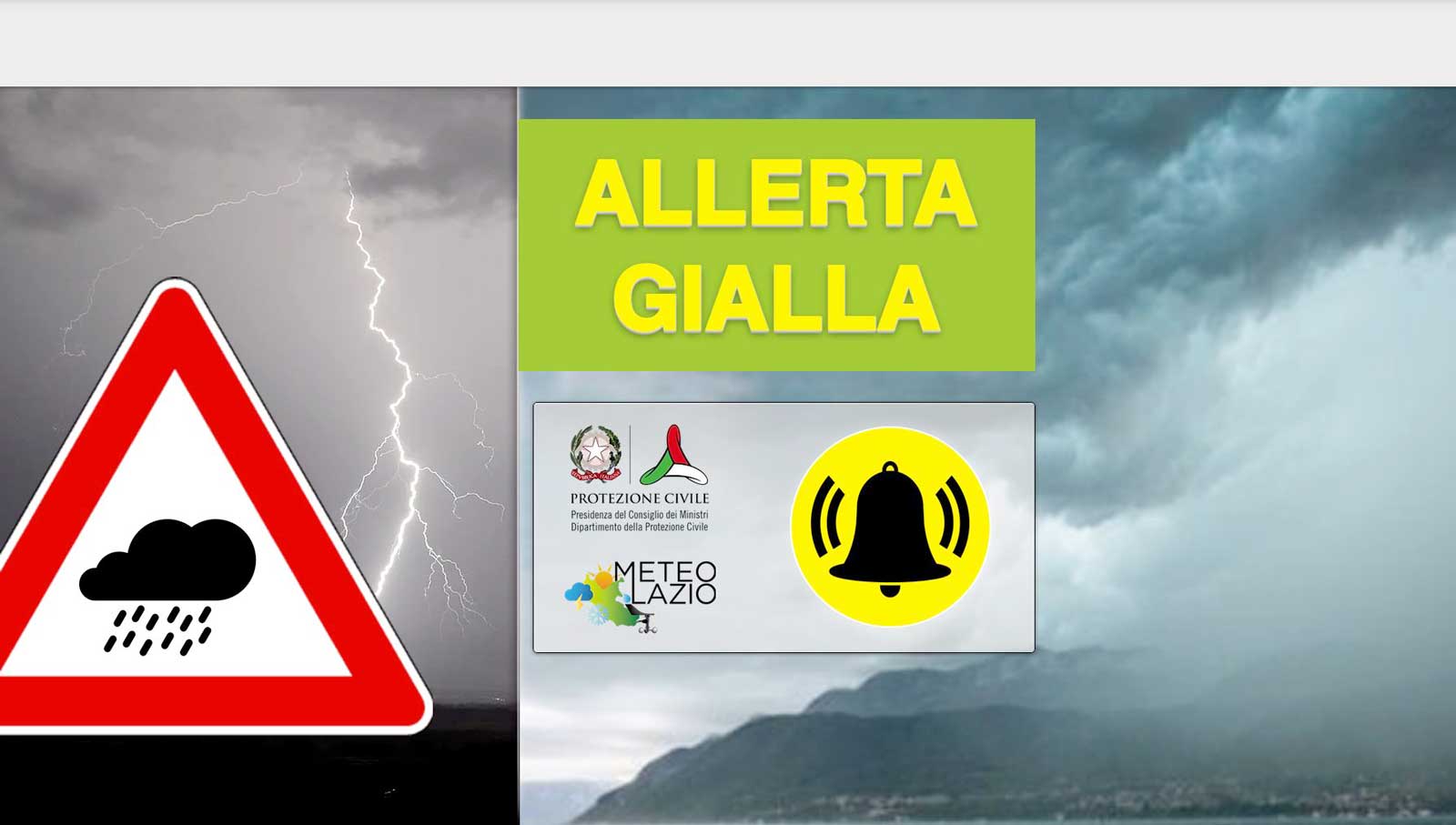 Segnaletica di allerta meteo gialle della Regione Lazio