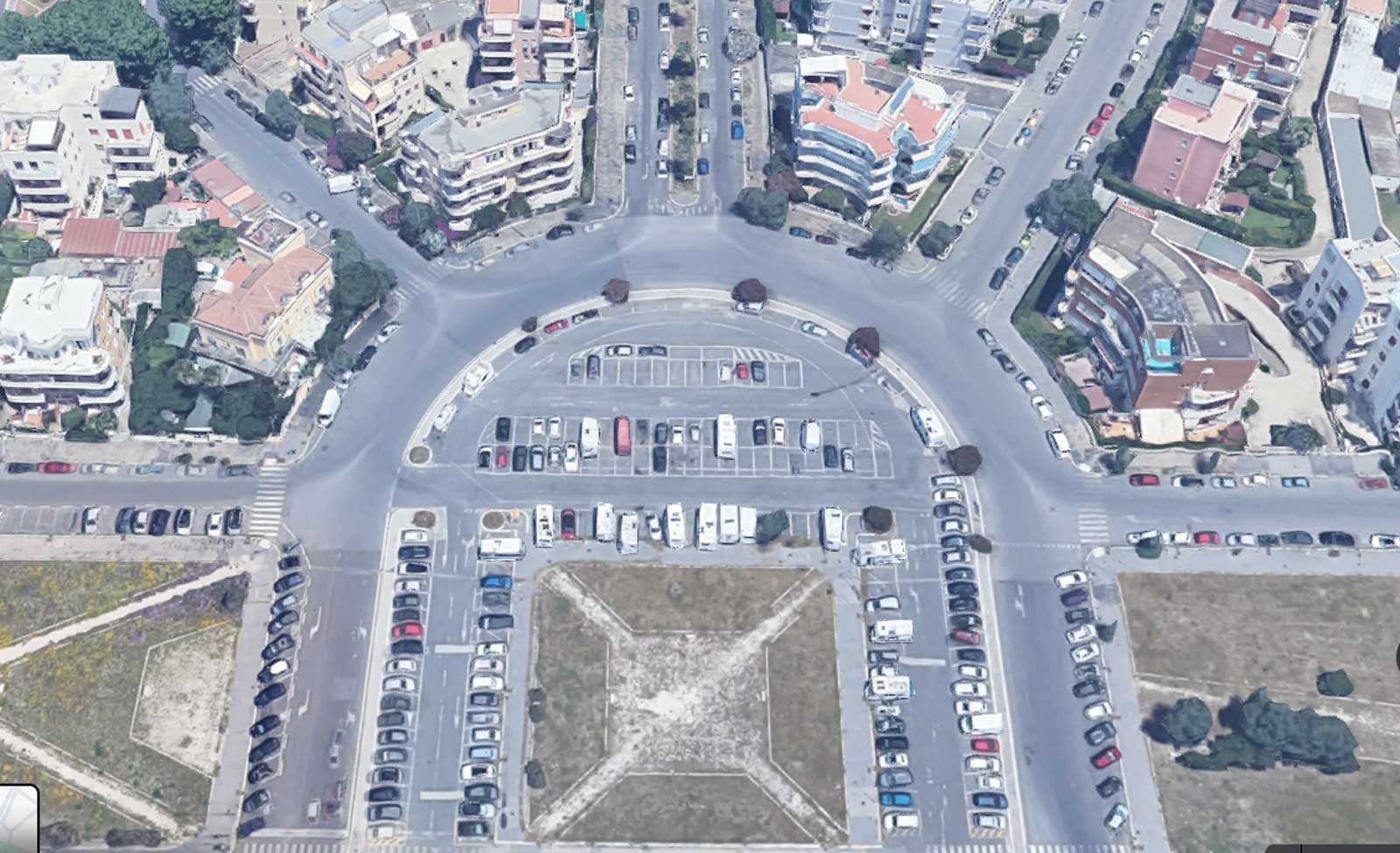 Ostia, piazza Sirio, foto Goole Maps creato con I.A.