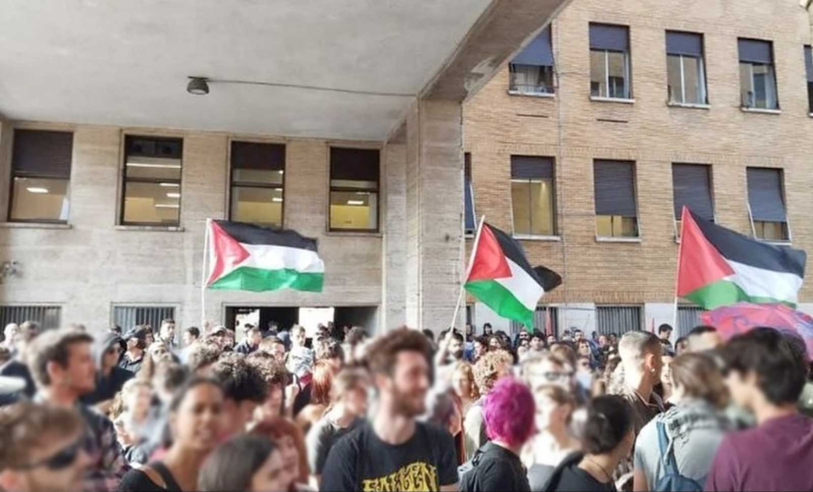 Università Sapienza, un momento della protesta