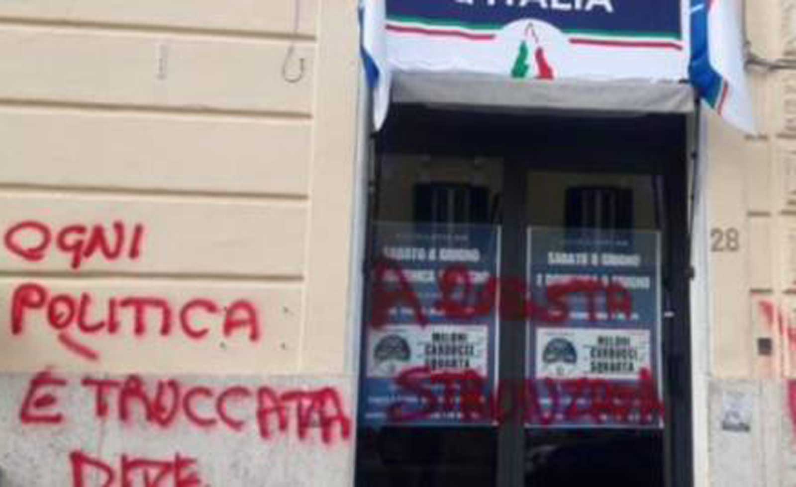 La sede di FdI a Genzano vandalizzata