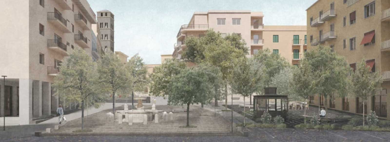 Velletri, come sarà piazza Cairoli, foto generica del rendering