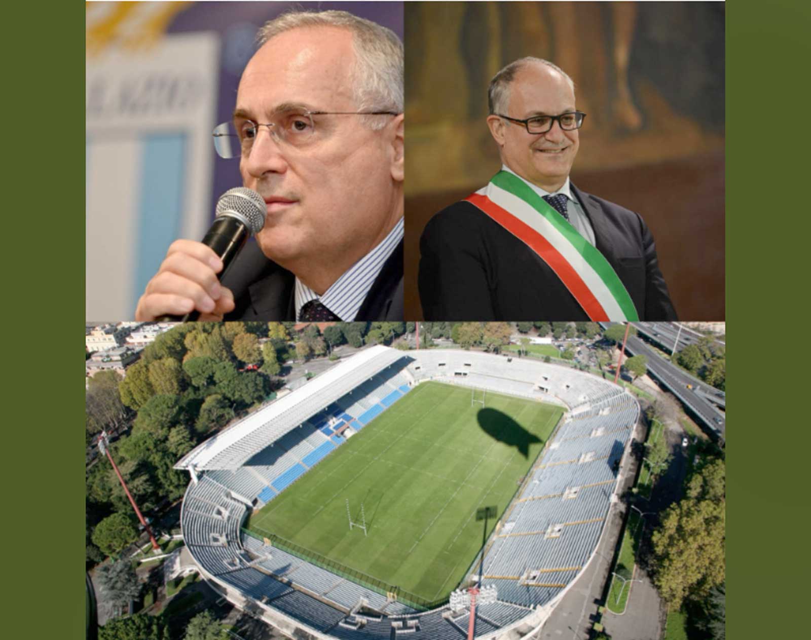 Il presidente della SS Lazio Claudio Lotito, il sindaco di Roma Roberto Gualtieri e lo stadio Flaminio