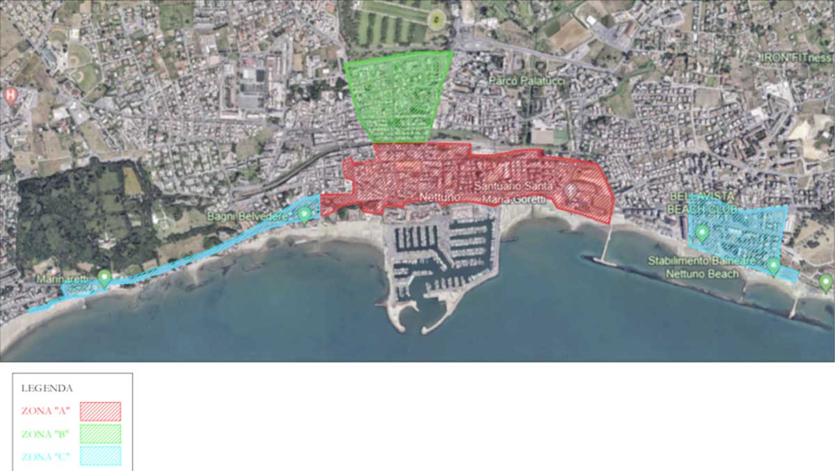 La mappa dei nuovi parcheggi di Nettuno, edita dal Comune