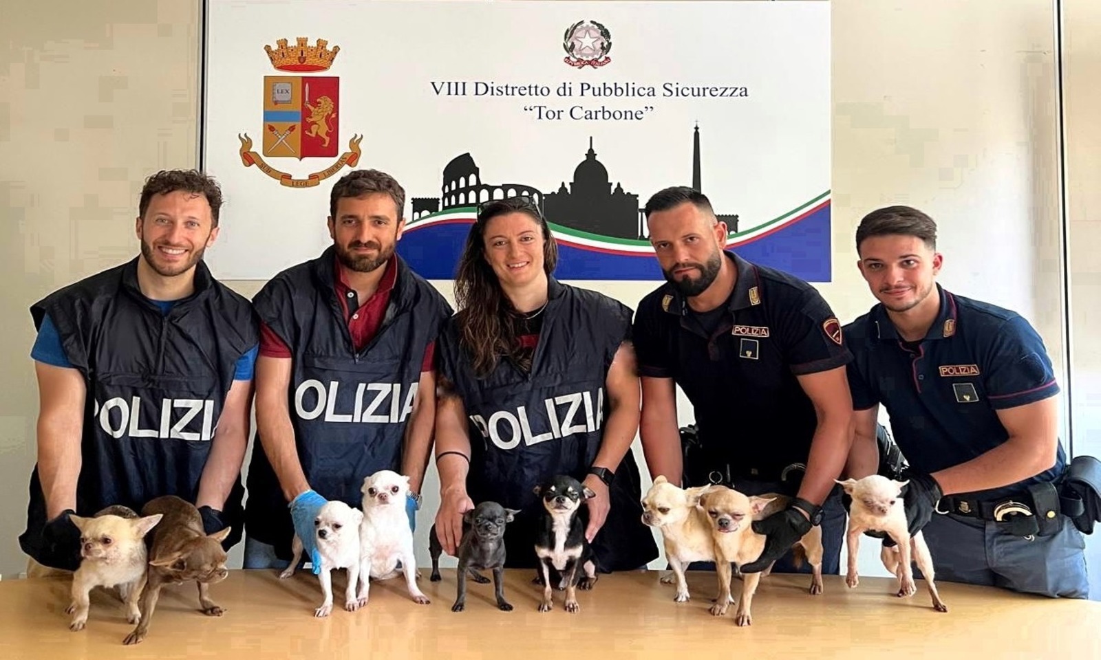 Cani salvati all'Eur dalla Polizia