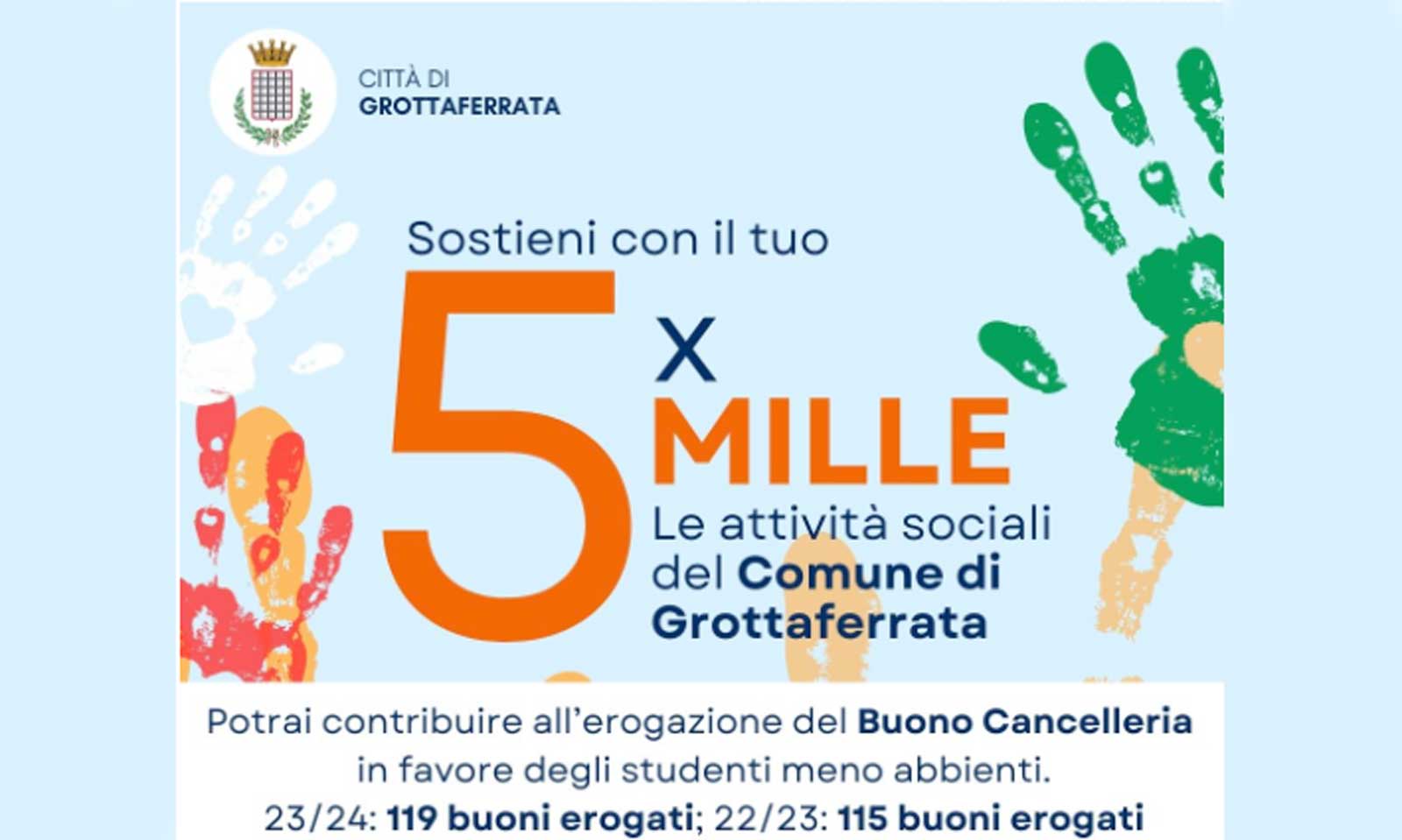 La locandina del comune di Grottaferrata sull'iniziativa speciale di raccolta fondi