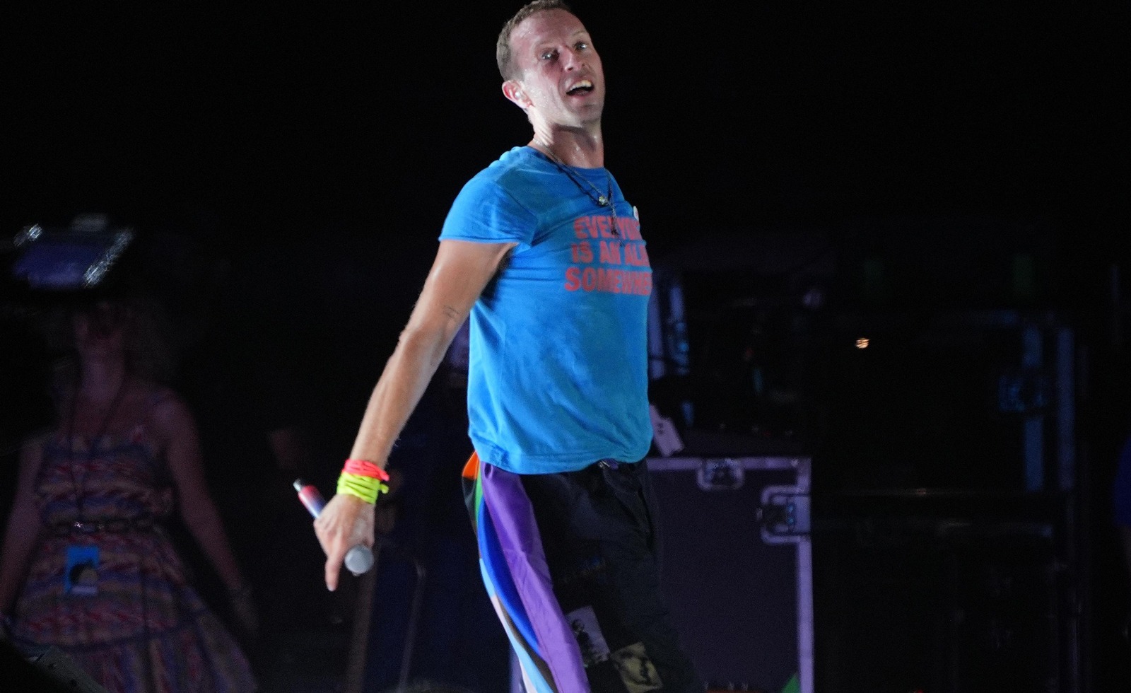 Chris Martin dei Coldplay all'Olimpico