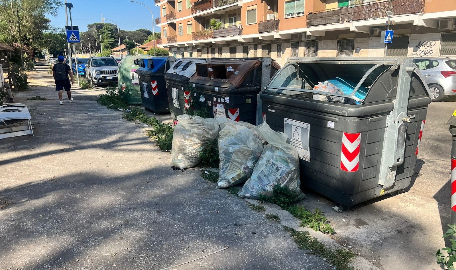 Ostia. Sfalci del verde nella pineta, ma poi i sacchi vengono abbandonati in strada