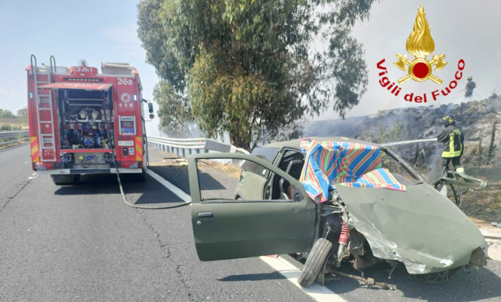 L'auto in cui ha perso la vita il 22enne, a Civitavecchia, sull'autostrada