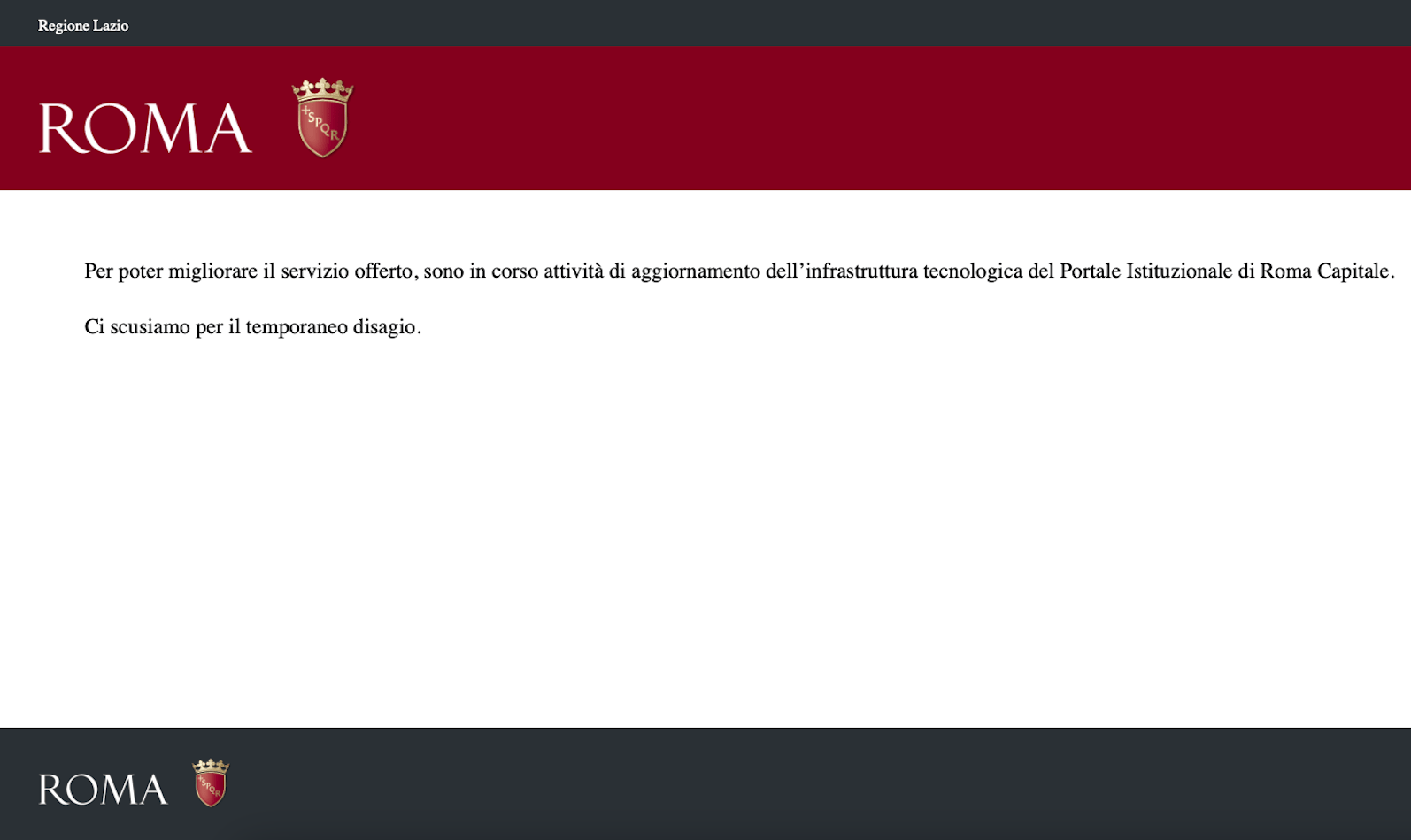 Sito Comune di Roma offline