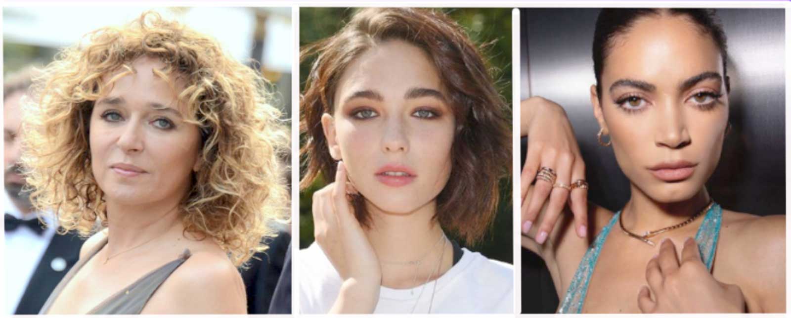 Da sinistra, Valeria Golino, Matilda De Angelis e Elodie a Roma, zona ghetto ebraico