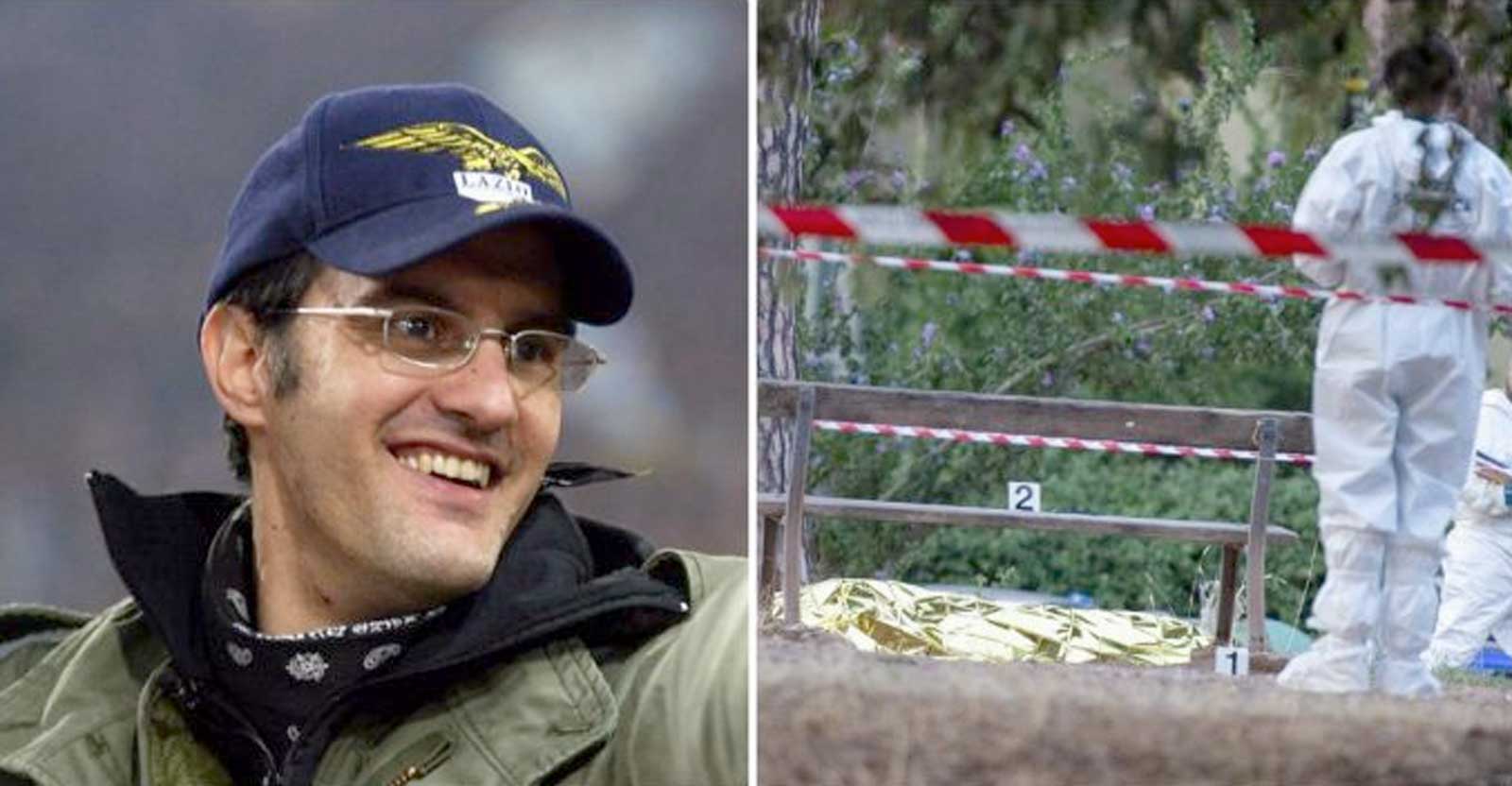 A sinistra, Diabolik, a destra la zona in cui è stato ucciso, al parco degli Acquedotti