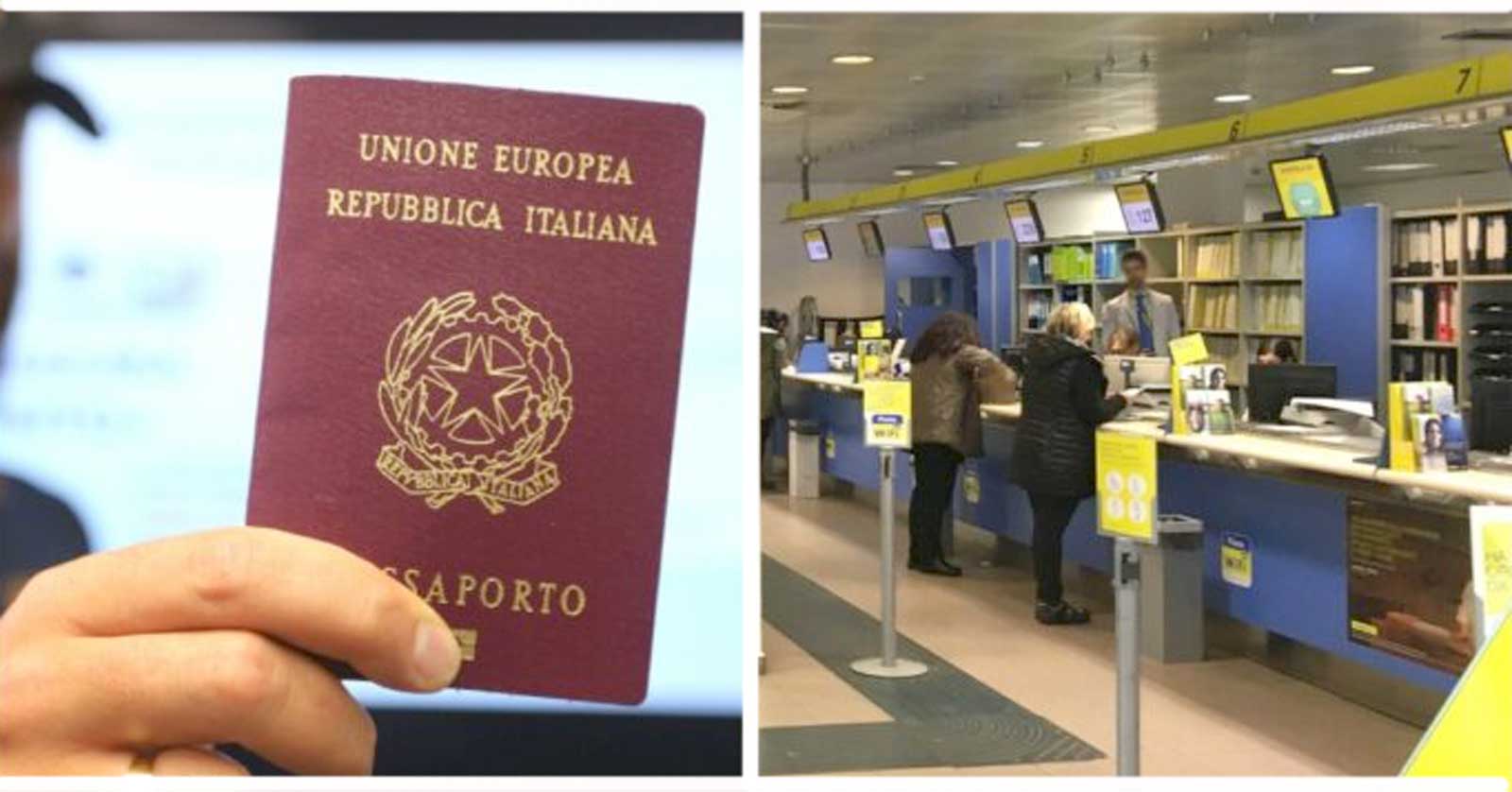 Roma, a sinistra un passaporto, a destra un ufficio postale capitolino