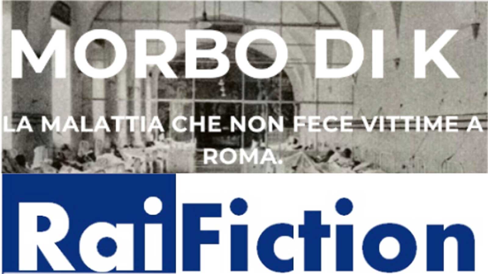 Sopra, la locandina provvisoria della nuova serie tv Rai sul caso della malattia, inventata di sana pianta al noto ospedale di Roma, sotto il logo di Rai Fiction