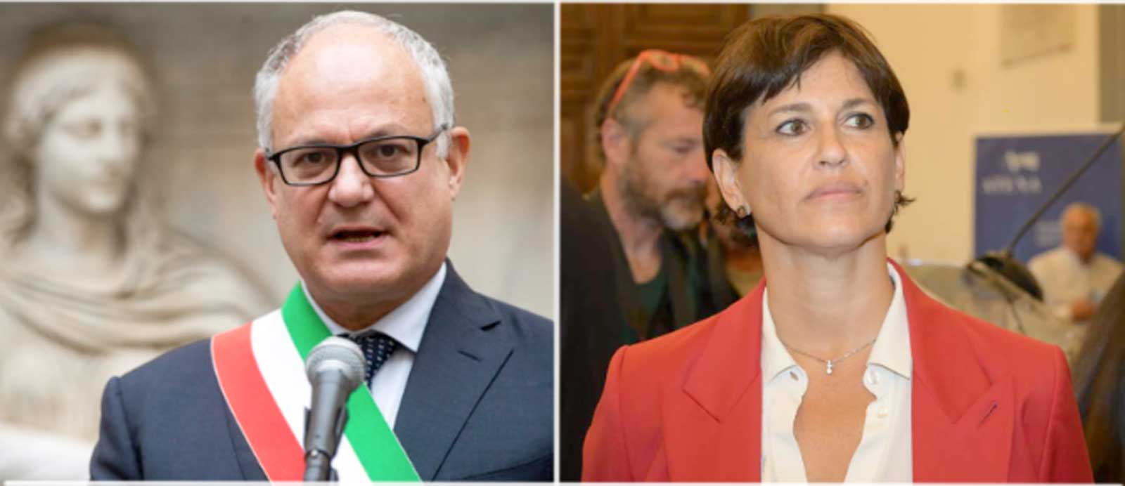 Da sinistra, Roberto Gualtieri, sindaco di Roma, a destra, l'assessore e vicesindaco Monica Lucarelli