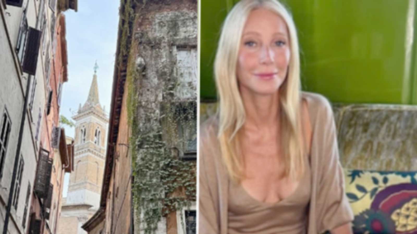 A sinistra, un vicolo di Roma, a destra Gwyneth Paltrow