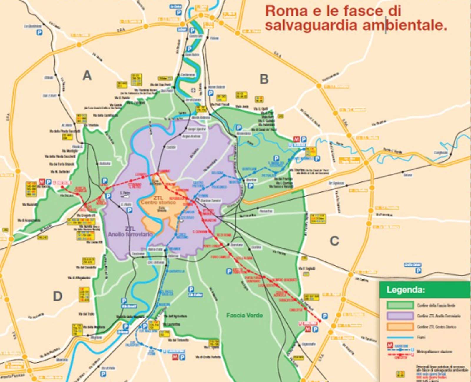 Roma, mappa della Fascia Verde. Comune di Roma