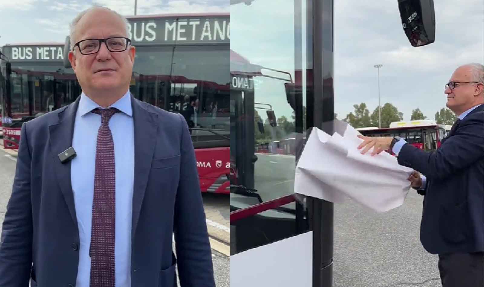 Sindaco di Roma Roberto Gualtieri presenta i bus ATAC