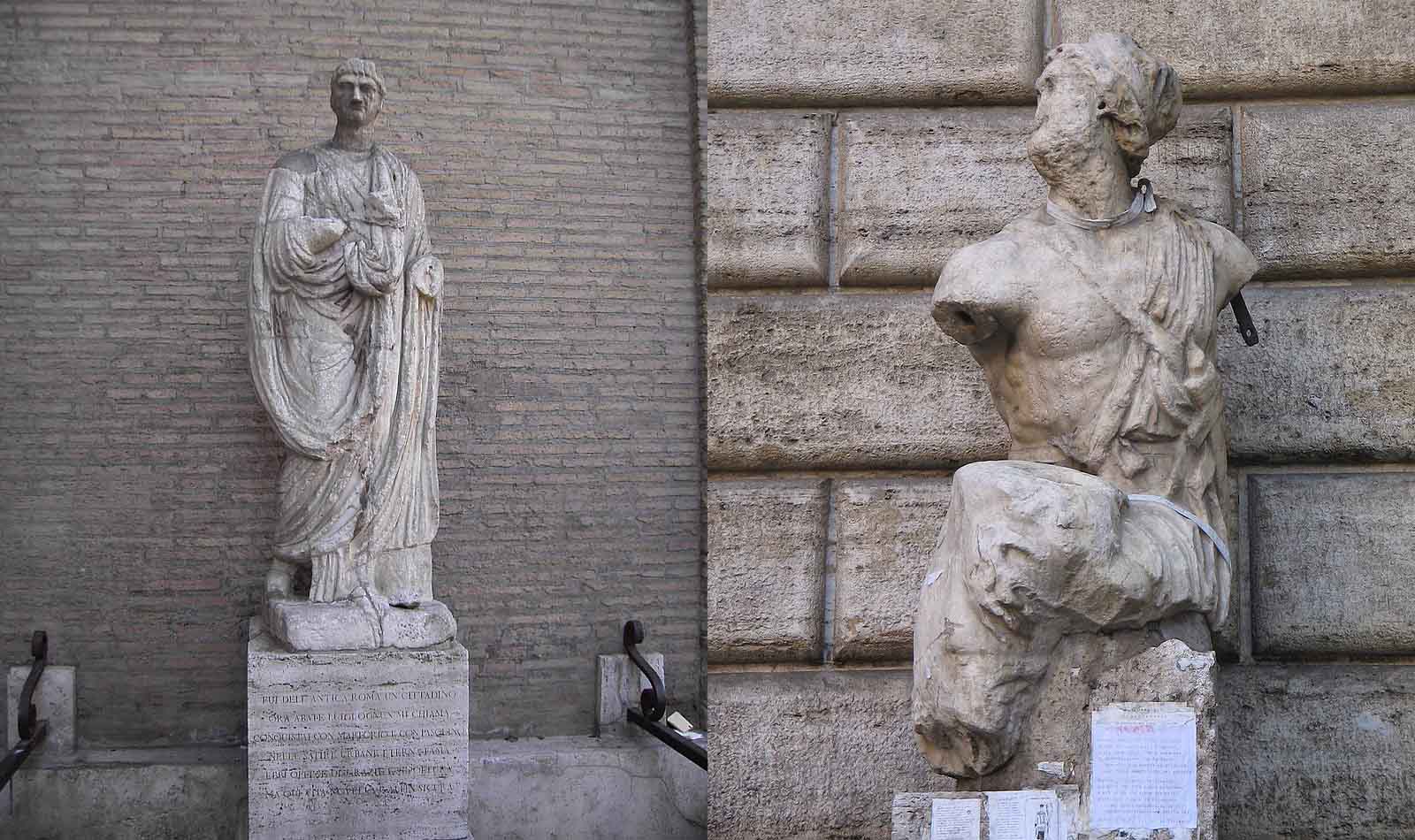 Statue parlanti di Roma, Abate Luigi (a sinistra) e Pasquino (a destra)