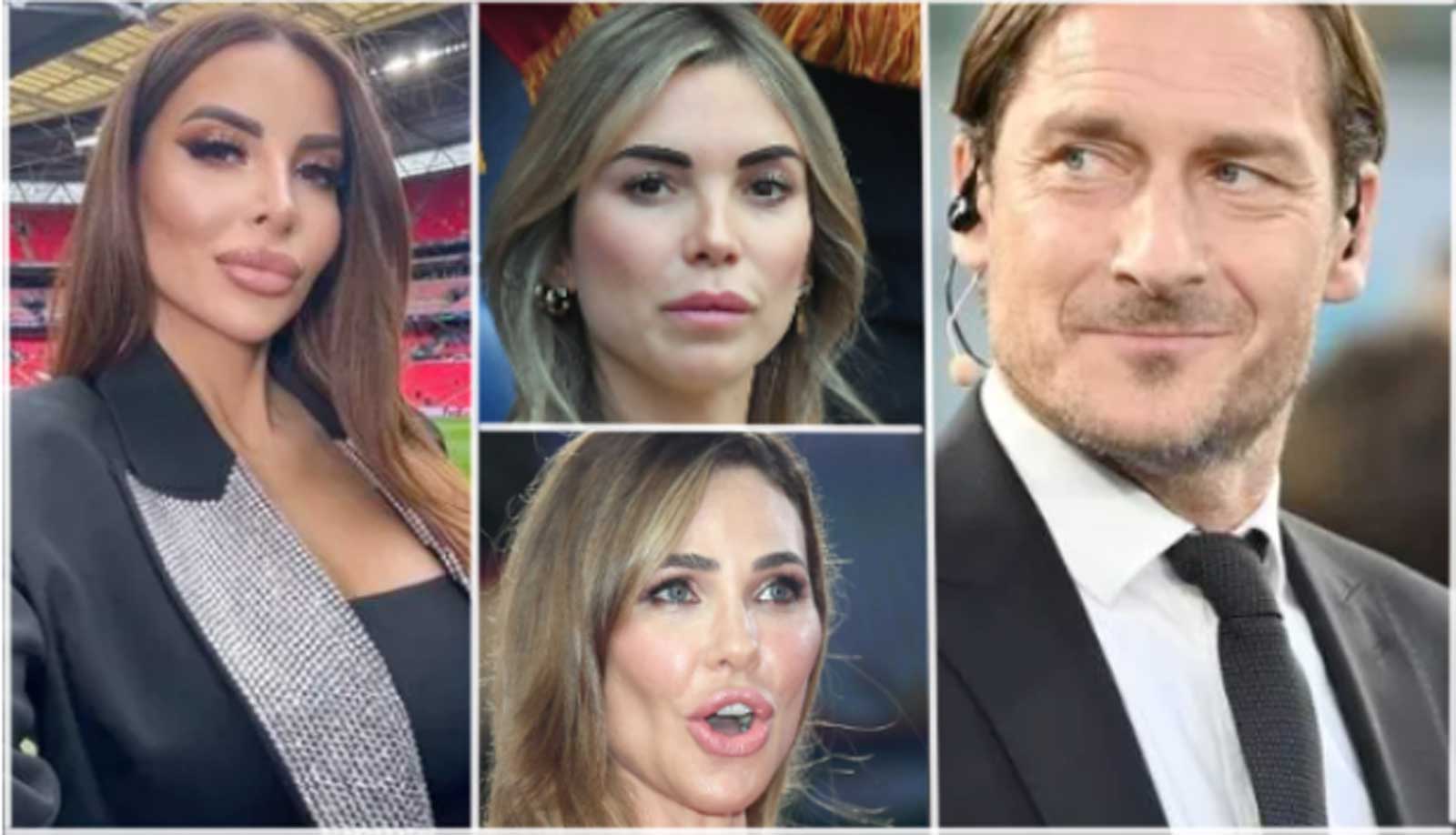 Da sinistra, la Iacobelli, Noemi Bocchi, Francesco Totti e Ilary Blasi