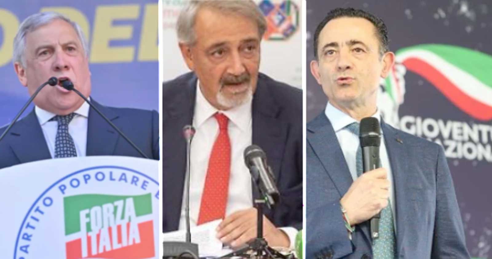 Da sinistra, Tajani, Rocca e Troncassini