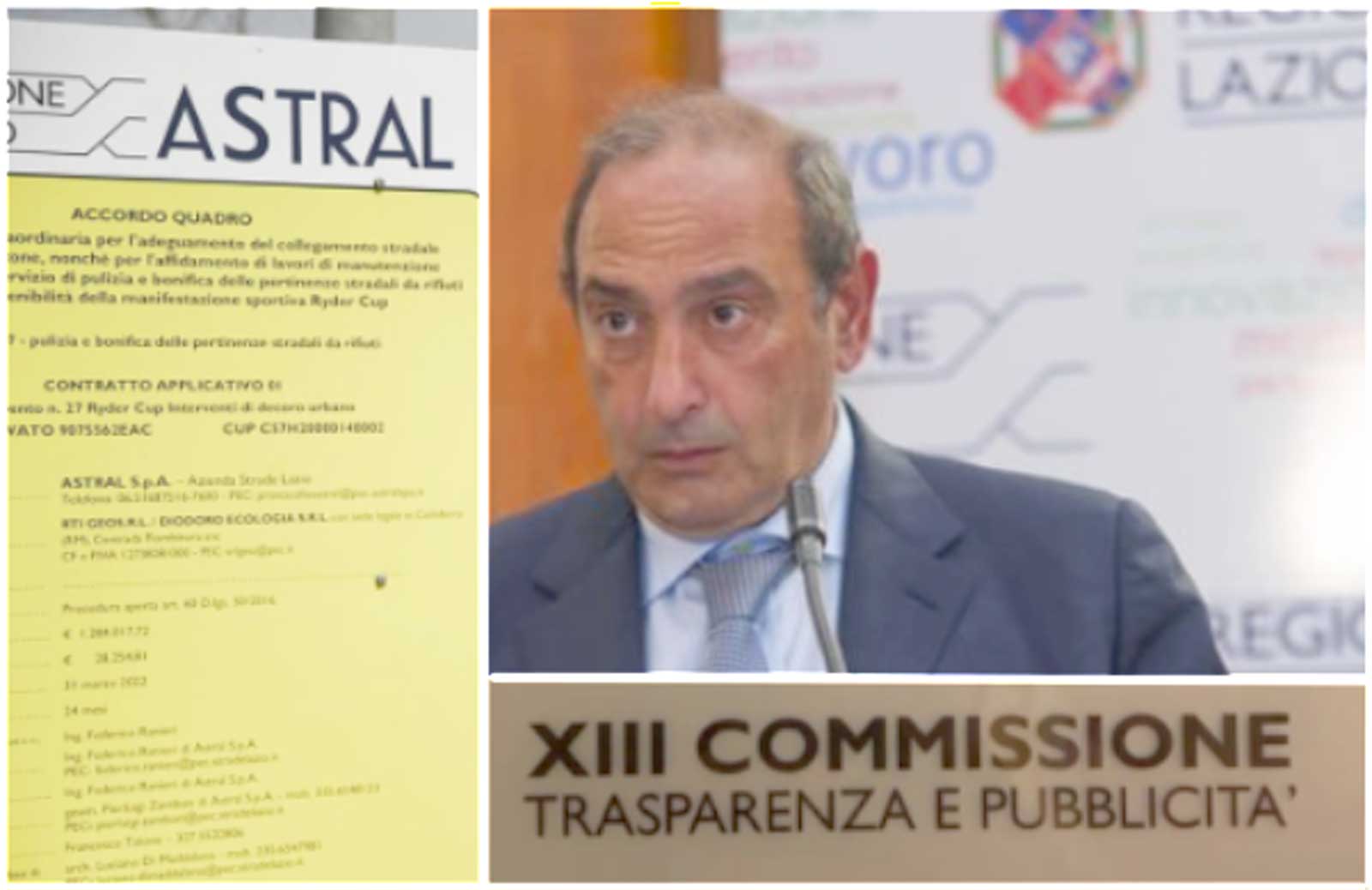 Da sinistra, un cantiere della regione Lazio con incarico alla Astral, a destra Antonio Mallamo, Amministartore di Astral Lazio