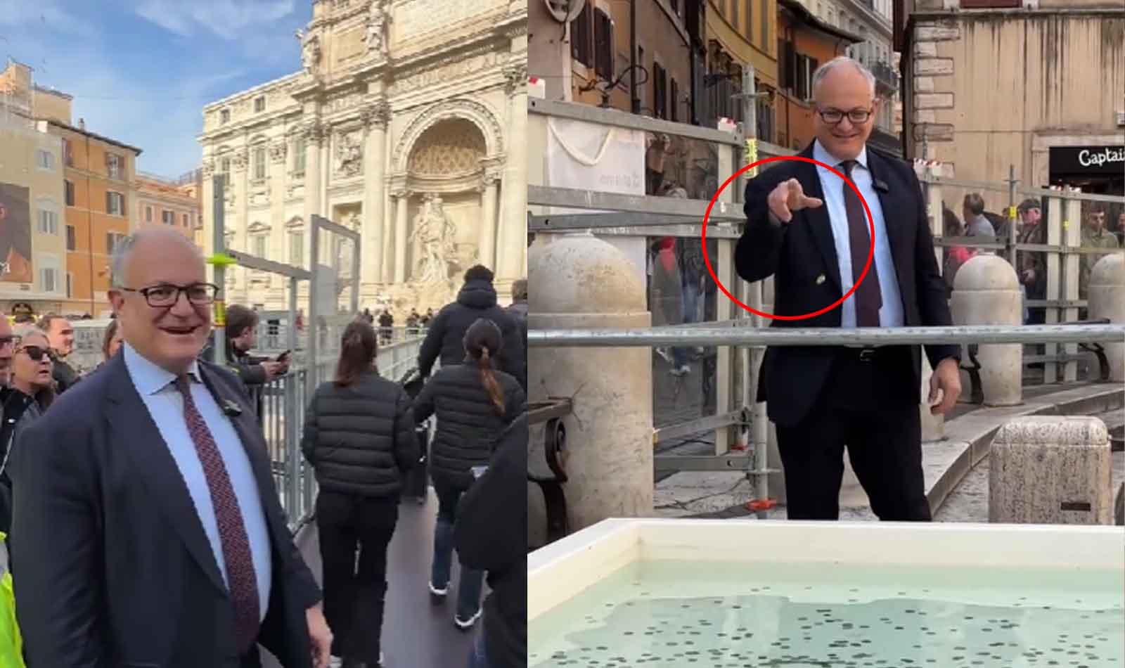 Roberto Gualtieri sindaco di Roma alla Fontana di Trevi