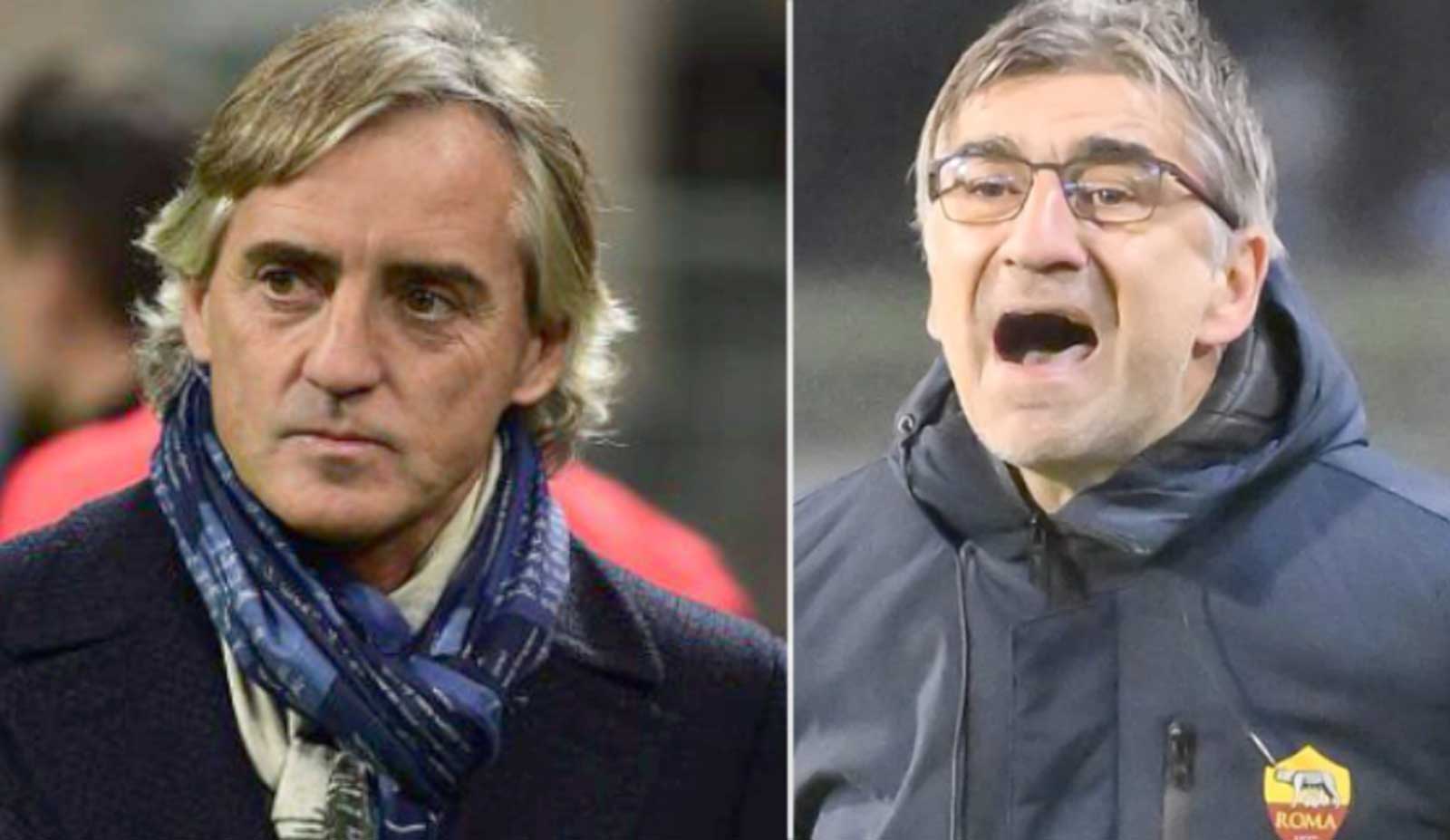 A sinistra Roberto Mancini, a destra il ct della as Roma Juric