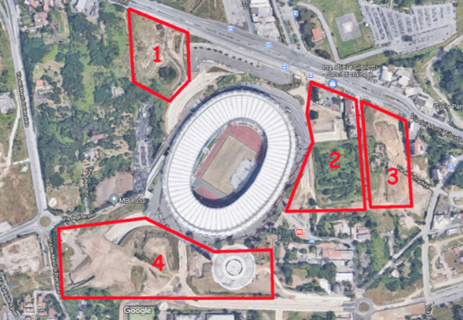 ROma, l'artea su cui sono in corso i lavori per il nuovo stadio della as Roma