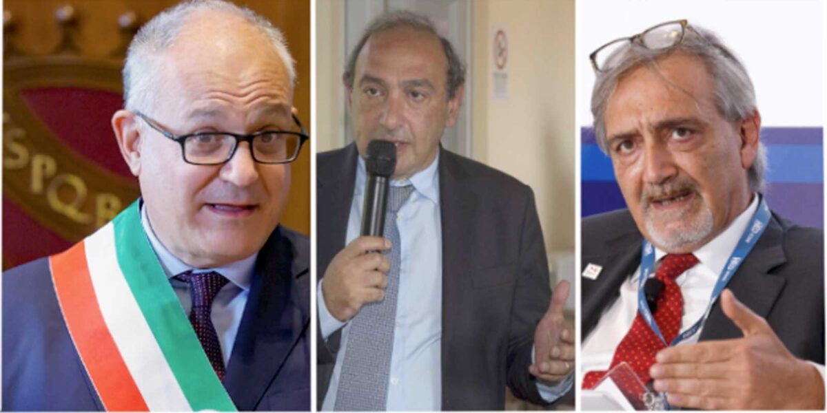 Da sinistra: Roberto Gualtieri, sindaco di Roma, Antonio Mallamo, Amministratore di Astral, Francesco Rocca, Governatore del Lazio