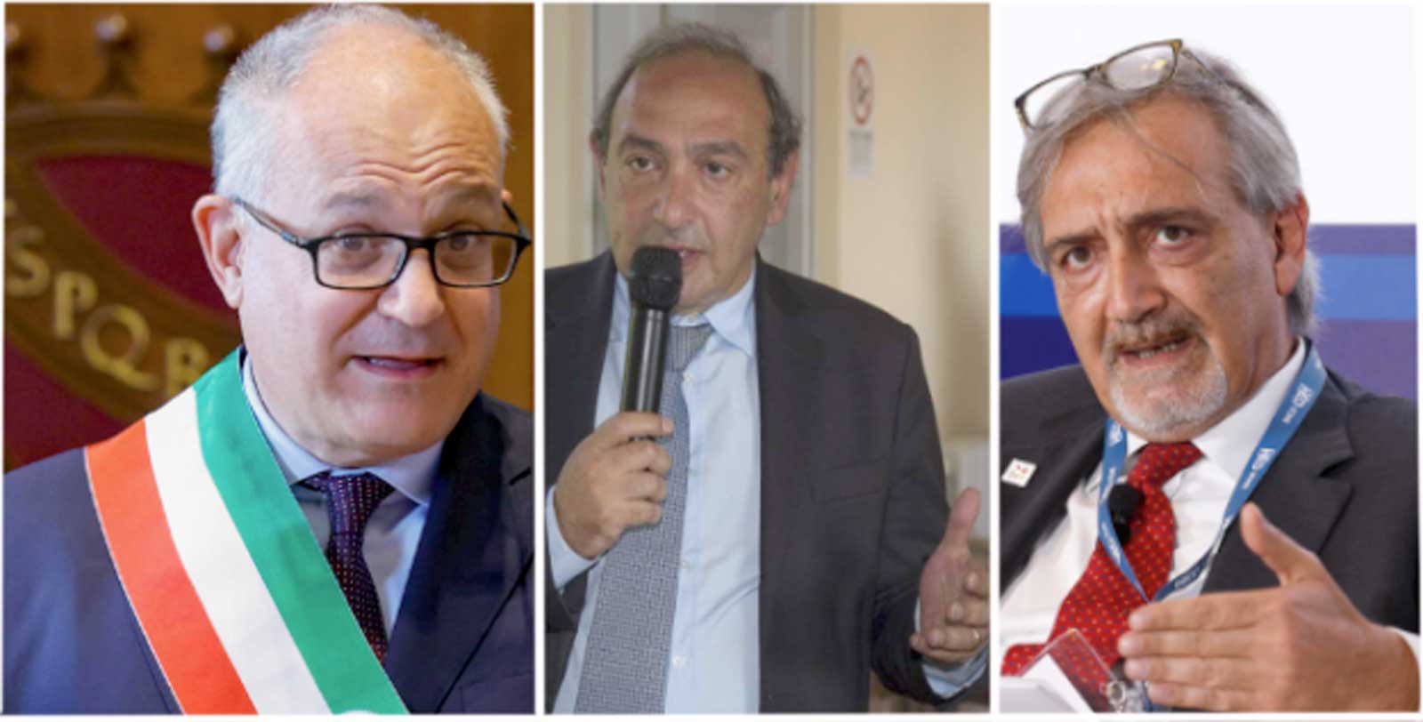 Da sinistra: Roberto Gualtieri, sindaco di Roma, Antonio Mallamo, Amministratore di Astral, Francesco Rocca, Governatore del Lazio