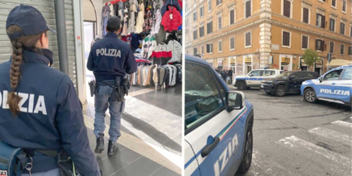 Due foto della Polizia di Stato in azione nel centro di Roma