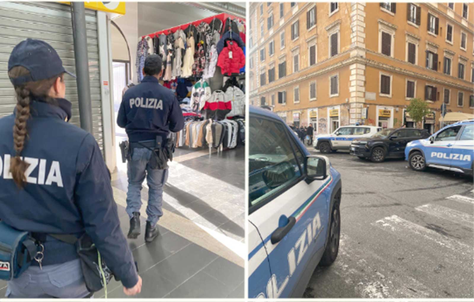 Due foto della Polizia di Stato in azione nel centro di Roma