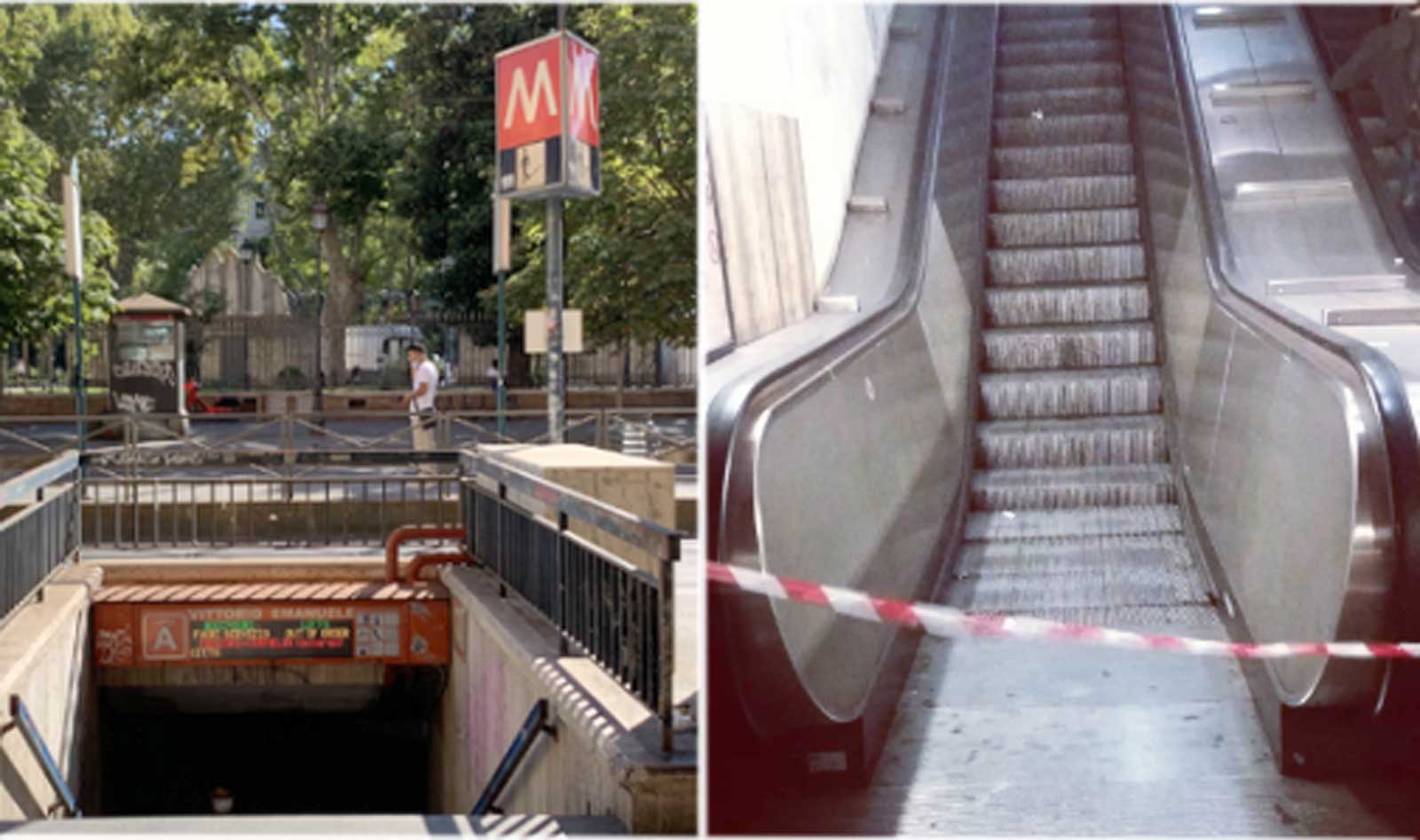 Due foto dei Roma, fermata della Metro A Vittorio Emanuele