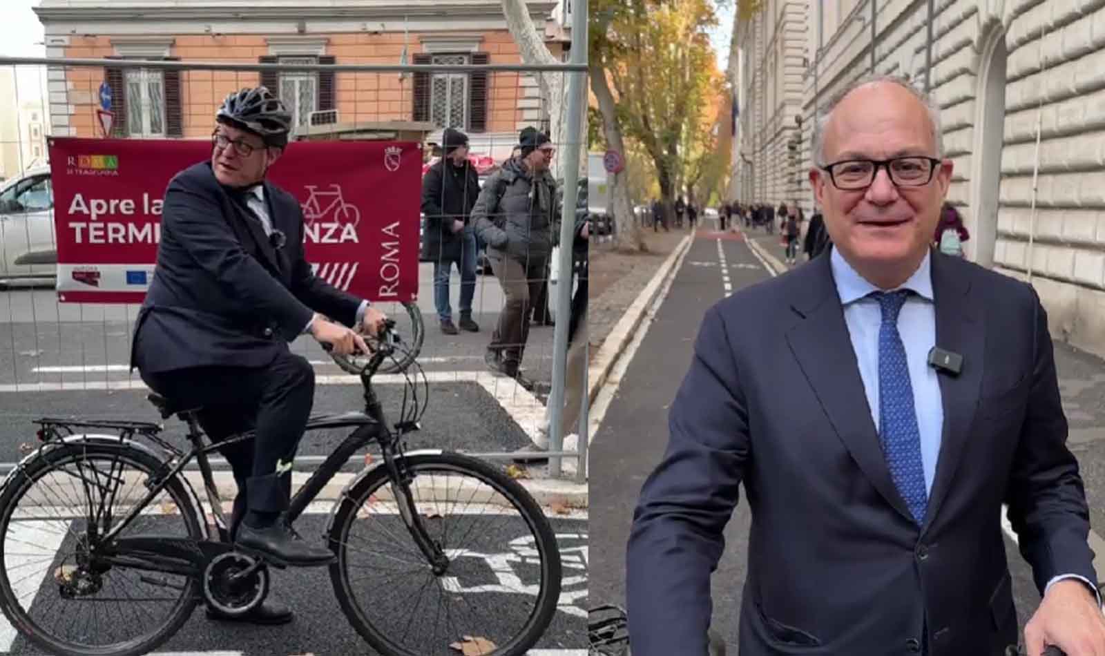 Roma, Gualtieri presenta la nuova pista ciclabile di Termini