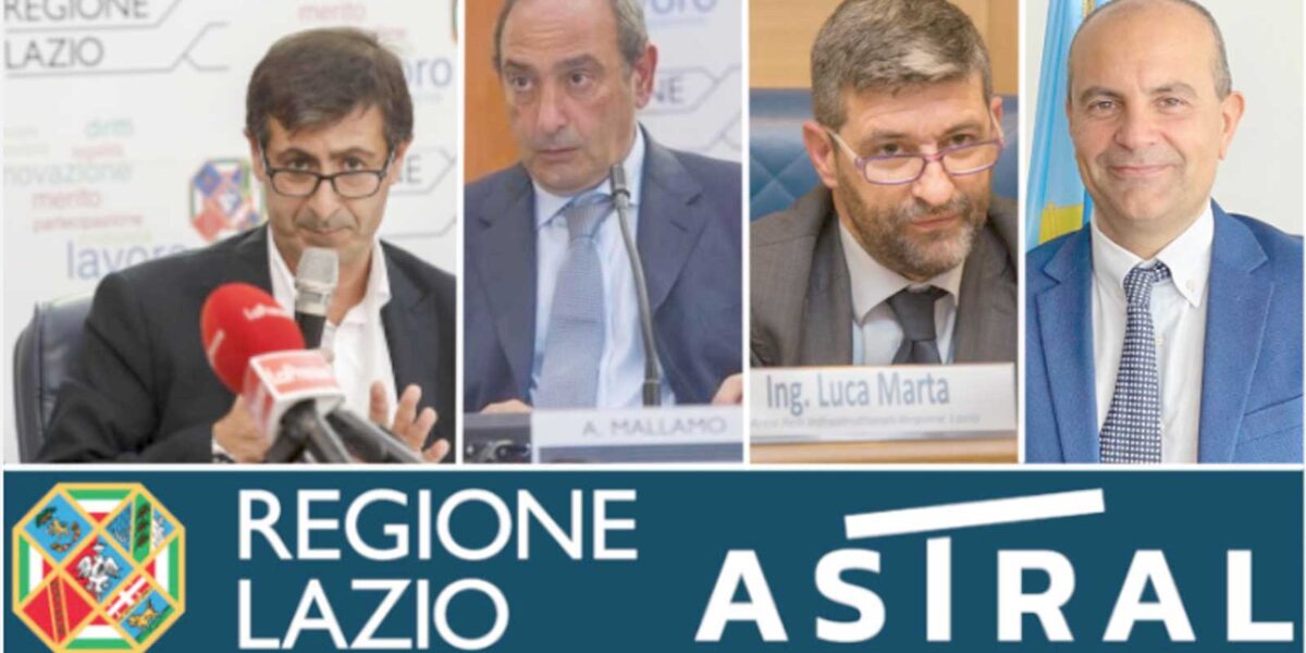 Da sinistra, Massimiliano Valeriani, presidente della Commissione Trasparenza Lazio, Antonio Mallamo, Amministratore Astral, Luca Marta e Paolo Alfarone