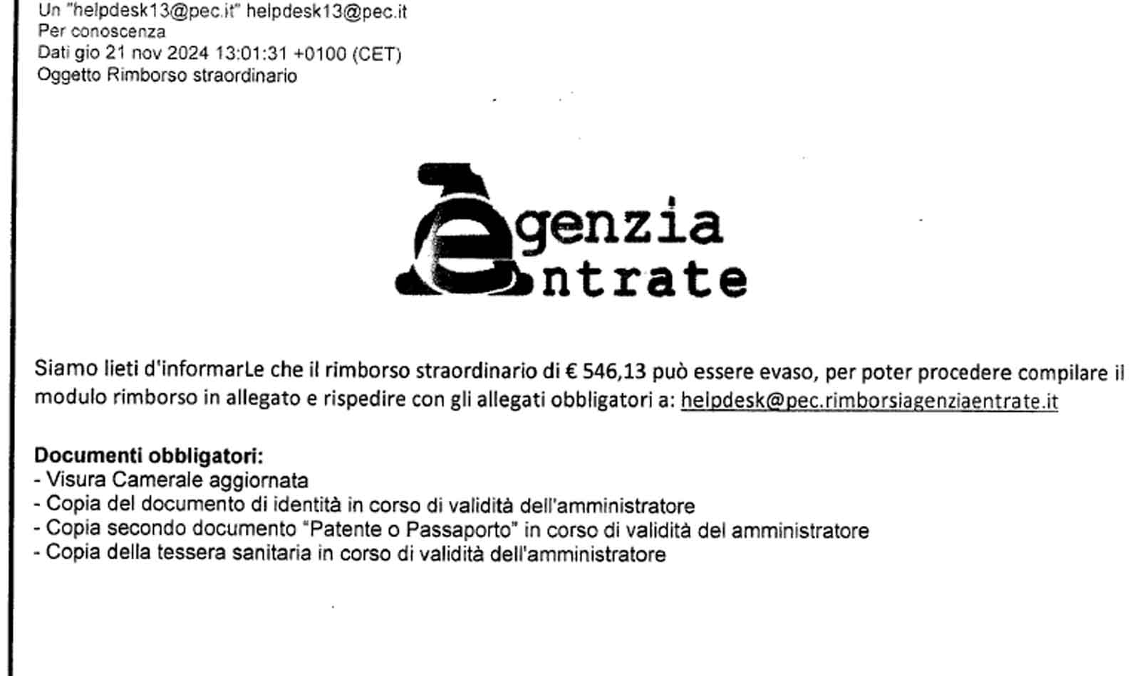 False e-mail sui rimborsi fiscali dell'Agenzia delle Entrate: nuova truffa in agguato