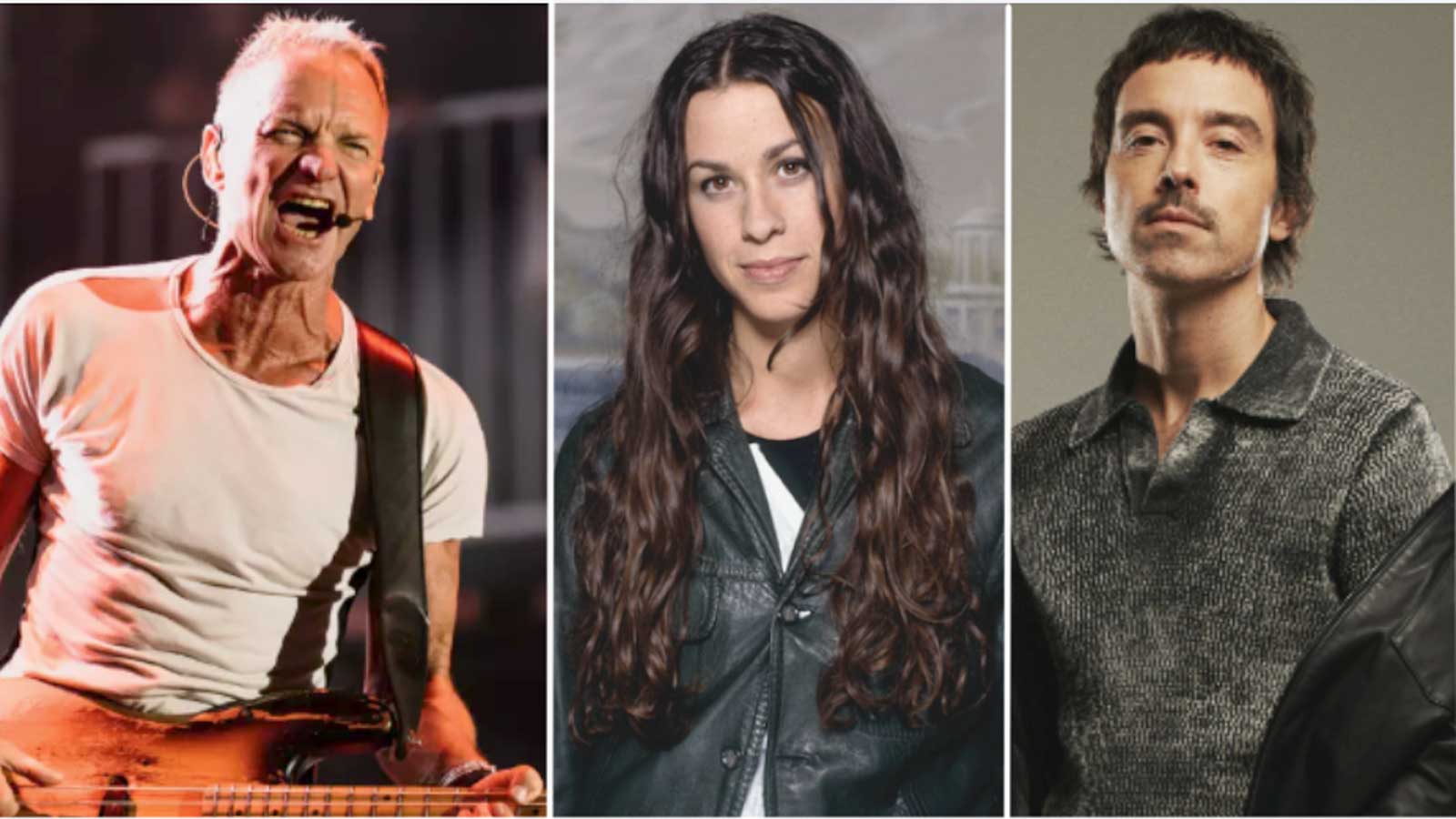 Da sinistra, Sting, Morissette e Diodato