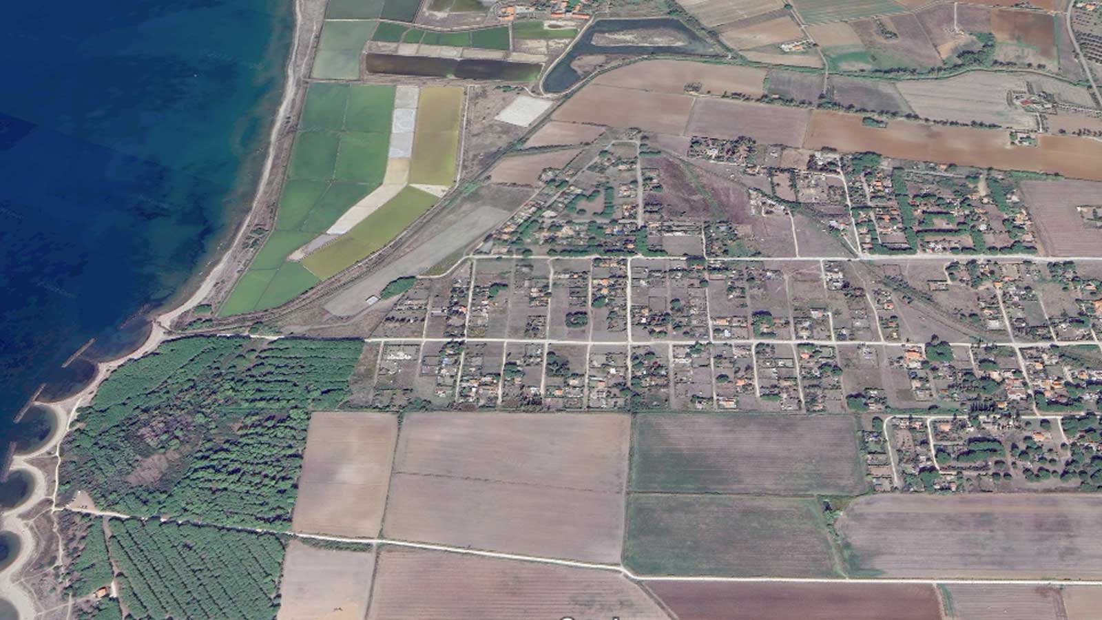 Tarquinia, foto del quartiere San Giorgio visto dall'alto, foto Google Maps