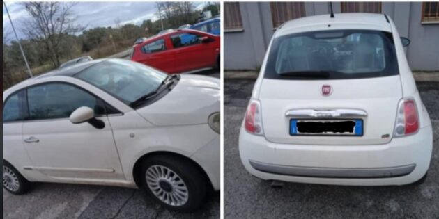 Fiat 500 rubata a Pomezia