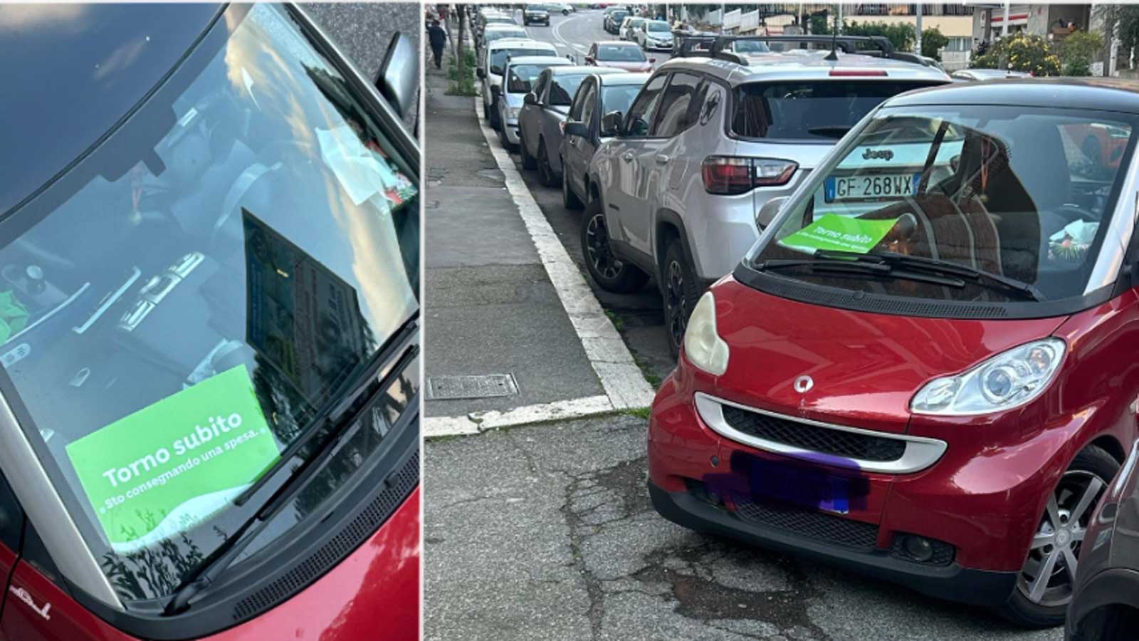 Auto in sosta irregolare a Roma, su via baffi