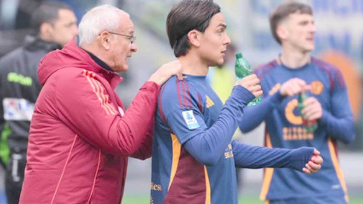 Roma, Ranieri, allenatore della as Roma, e Dybala