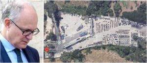 A sinistra, il sindaco di Roma Roberto Gualtieri, a destra l'autonoleggio di Pietralata su via degli Aromi, foto Google Maps