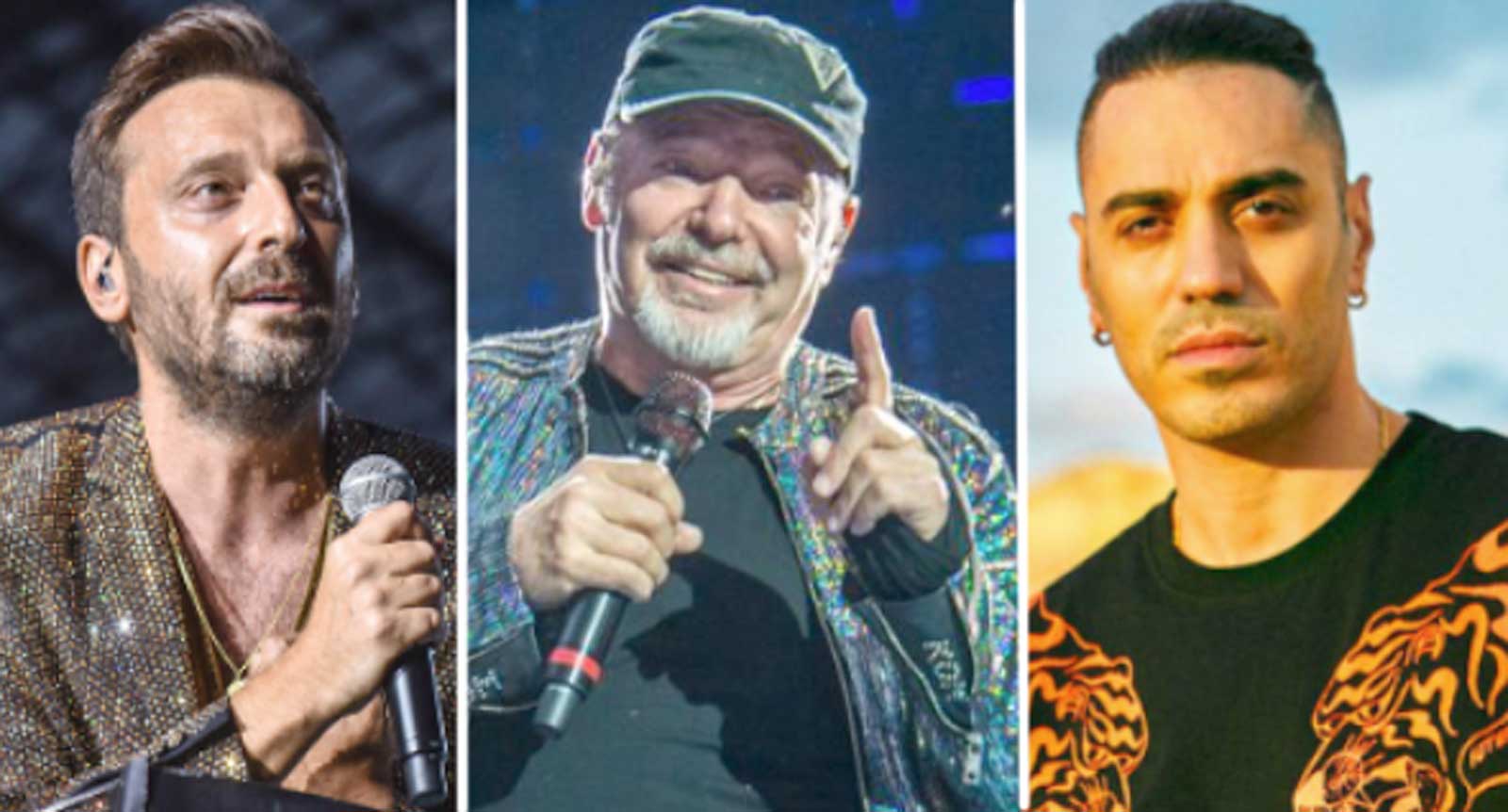 Roma, da sinistra, Cremonini, Vasco Rossi e Marracash